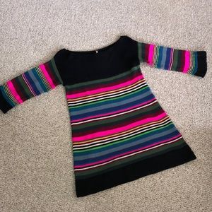 Free People Black Multicolor Long Oversize Sweater